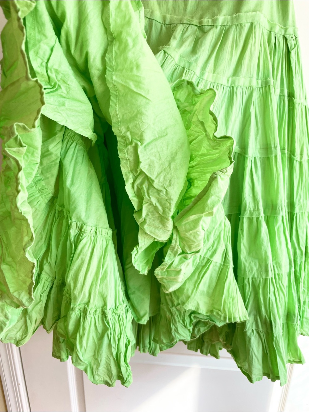 Womens 100% Cotton Tiered Midi Full Circle Skirt M Fairy Boho Soft Surroundings - Picture 2 of 7